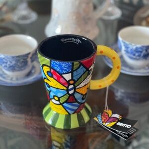 Romero Britto Artist #331164 Ceramic Butterfly Mug "New" with Tag & Box